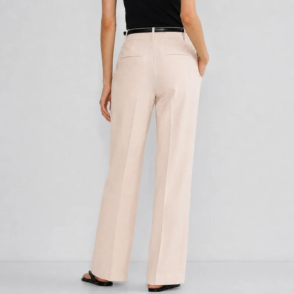 Wilfred Artizia The Effortless Pants Linen Blend Wide Leg Trouser Beige Size 4